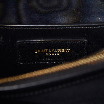 Saint Laurent Velvet Matelasse Chevron Medium College Monogram Bag Black 7 of 16