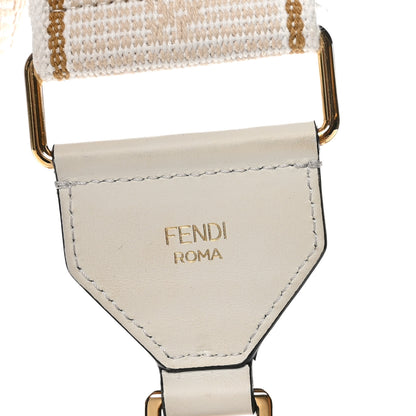 Fendi Cannete Ribbon Poly Vitello Century Logo Adjustable Strap You White Garza Ecru 5 of 5