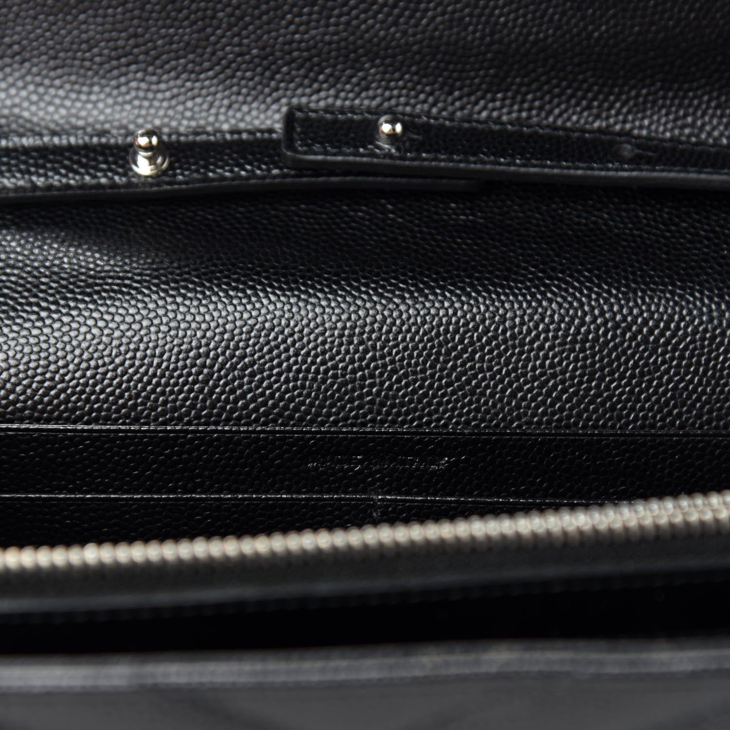 Saint Laurent Grain De Poudre Matelasse Chevron Monogram Chain Wallet Black 10 of 13