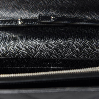 Saint Laurent Grain De Poudre Matelasse Chevron Monogram Chain Wallet Black 10 of 13
