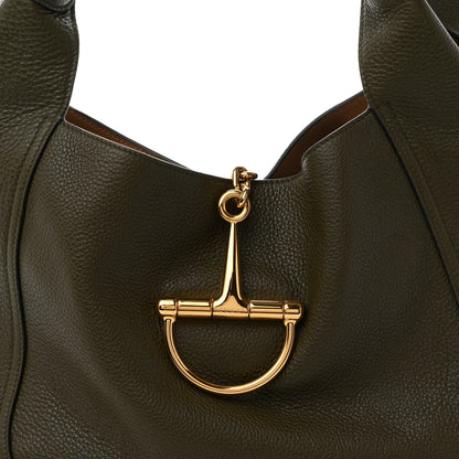 Gucci Grained Calfskin Softbit Maxi Shoulder Bag Forest Green 9 of 11