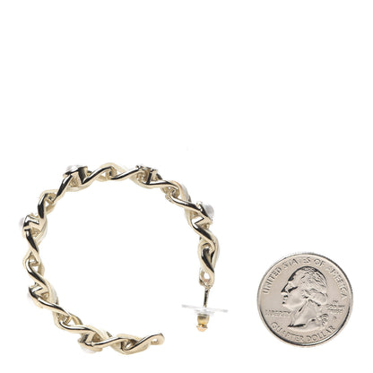 Chanel Lambskin Pearl More Is More CC Chain Hoop Earrings Matte Gold White 2 of 4