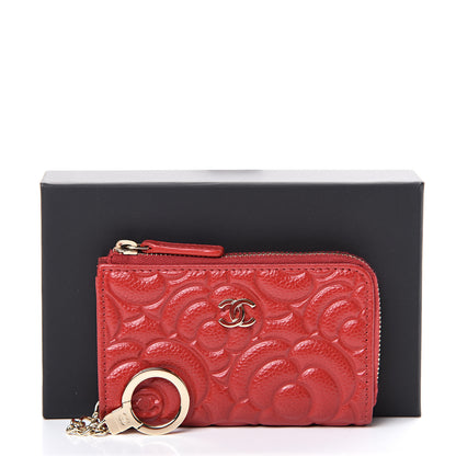 Chanel Caviar Camellia Embossed Key Holder Case Red 7 of 7