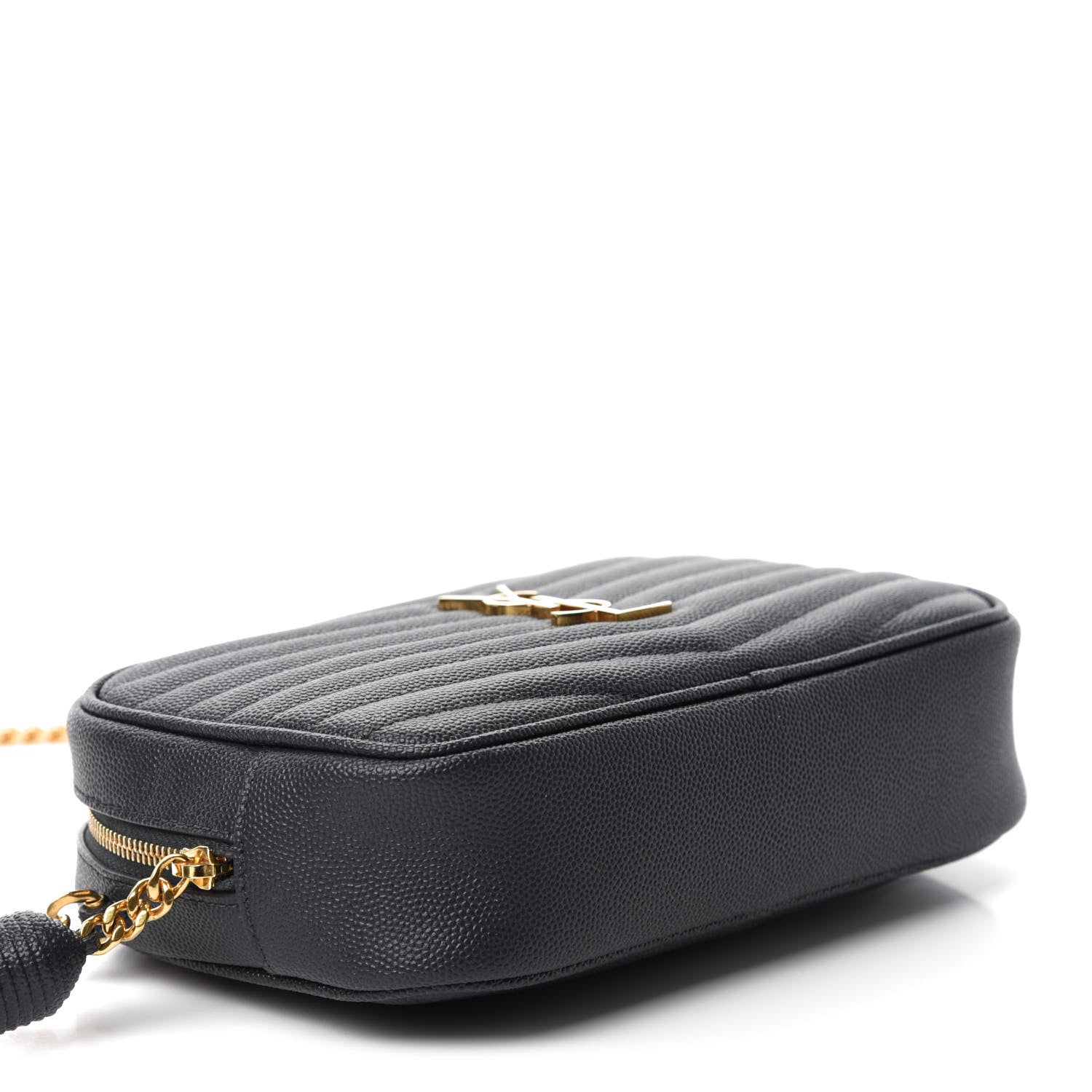 Saint Laurent Grain De Poudre Matelasse Monogram Mini Lou Camera Bag Dark Smog 4 of 10