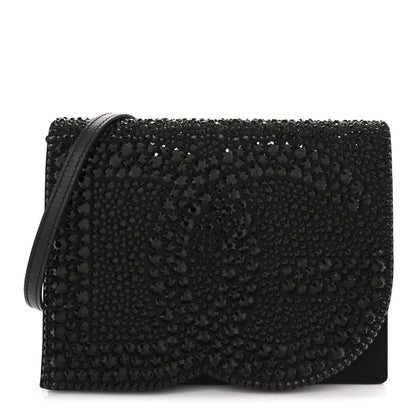 Dolce & Gabbana Satin Crystal DG Logo Flap Crossbody Bag Black 1 of 11