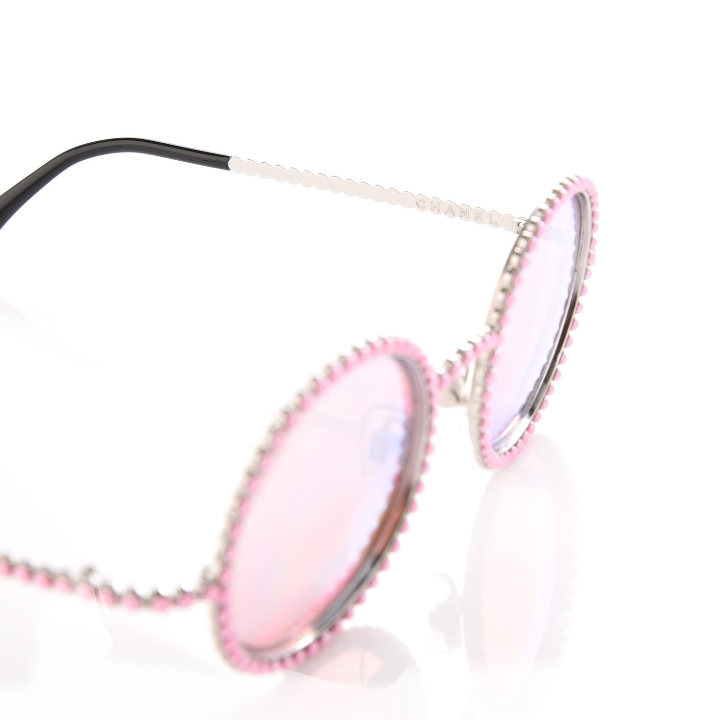Metallic Pearl Round Sunglasses 71138 Pink