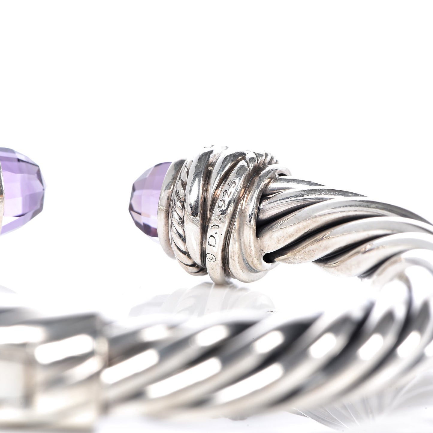 Sterling Silver Diamond Amethyst 7mm Cable Crossover Bracelet