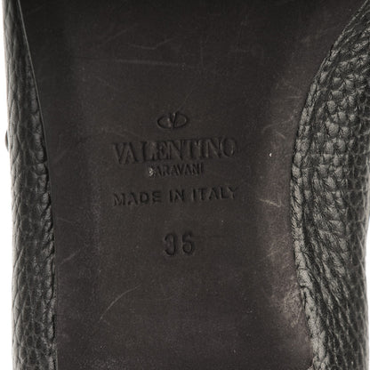 Valentino Garavani Pebbled Calfskin Onyx Rockstud Rolling Ballerina Flats 36 Black 6 of 8