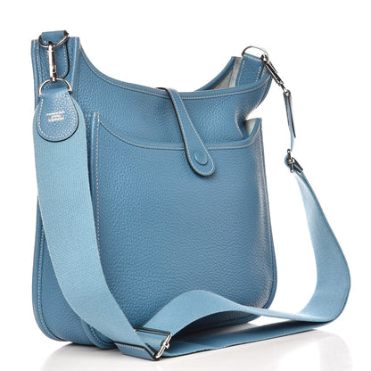 Hermes Taurillon Clemence Evelyne III PM Blue Jean 3 of 8