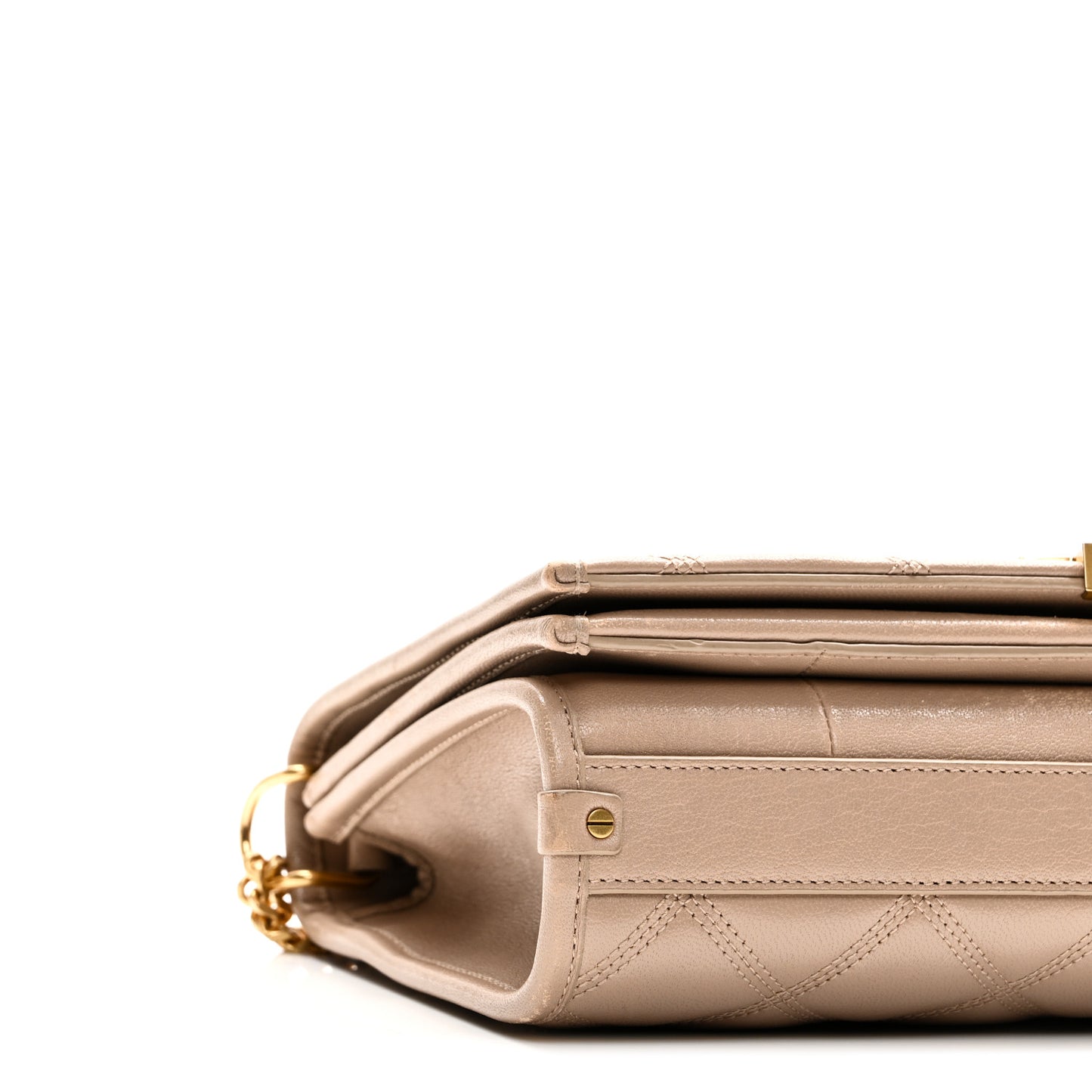 Lambskin Quilted Mini Becky Chain Bag Gold Sand