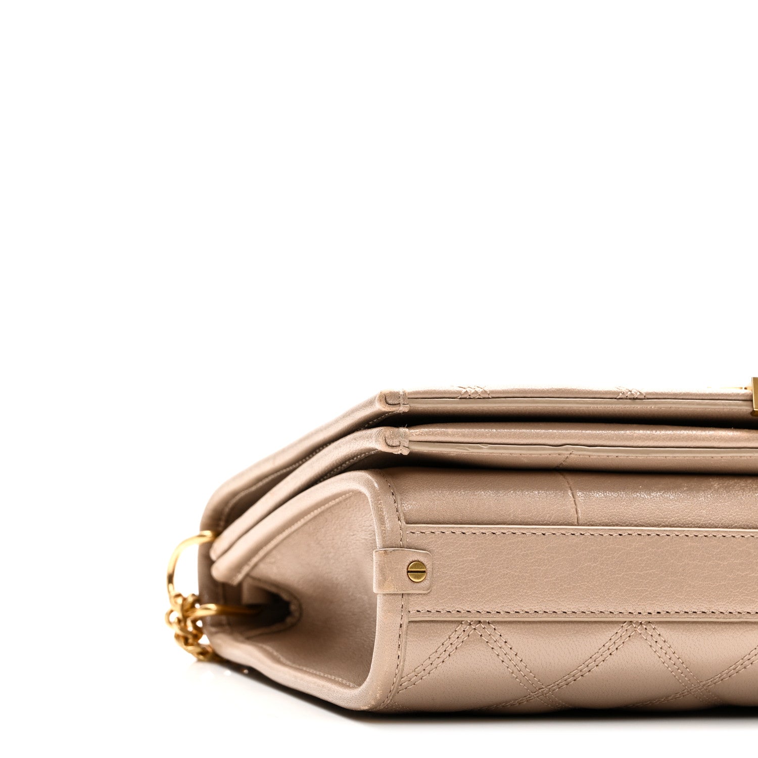 Saint Laurent Lambskin Quilted Mini Becky Chain Bag Gold Sand 9 of 10