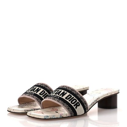 Christian Dior Canvas Jardin Botanique Embroidered Dway 40mm Slide Sandals 41.5 White Multicolor 4 of 12