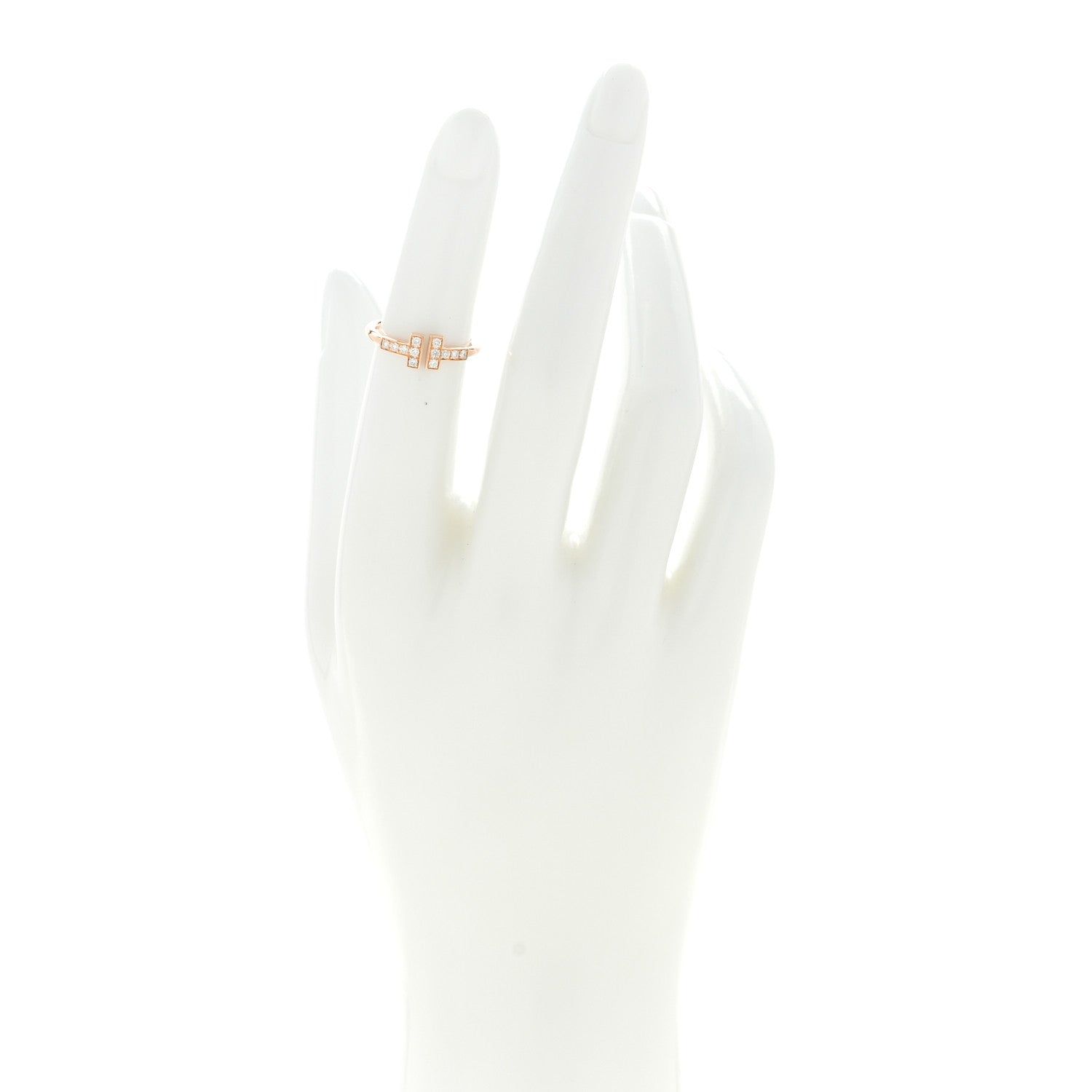 Tiffany 18K Rose Gold Diamond T Wire Ring 47 4 2 of 5
