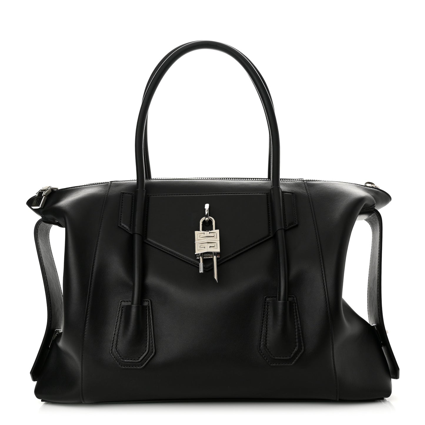 Smooth Calfskin Medium Antigona Lock Duffle Bag Black