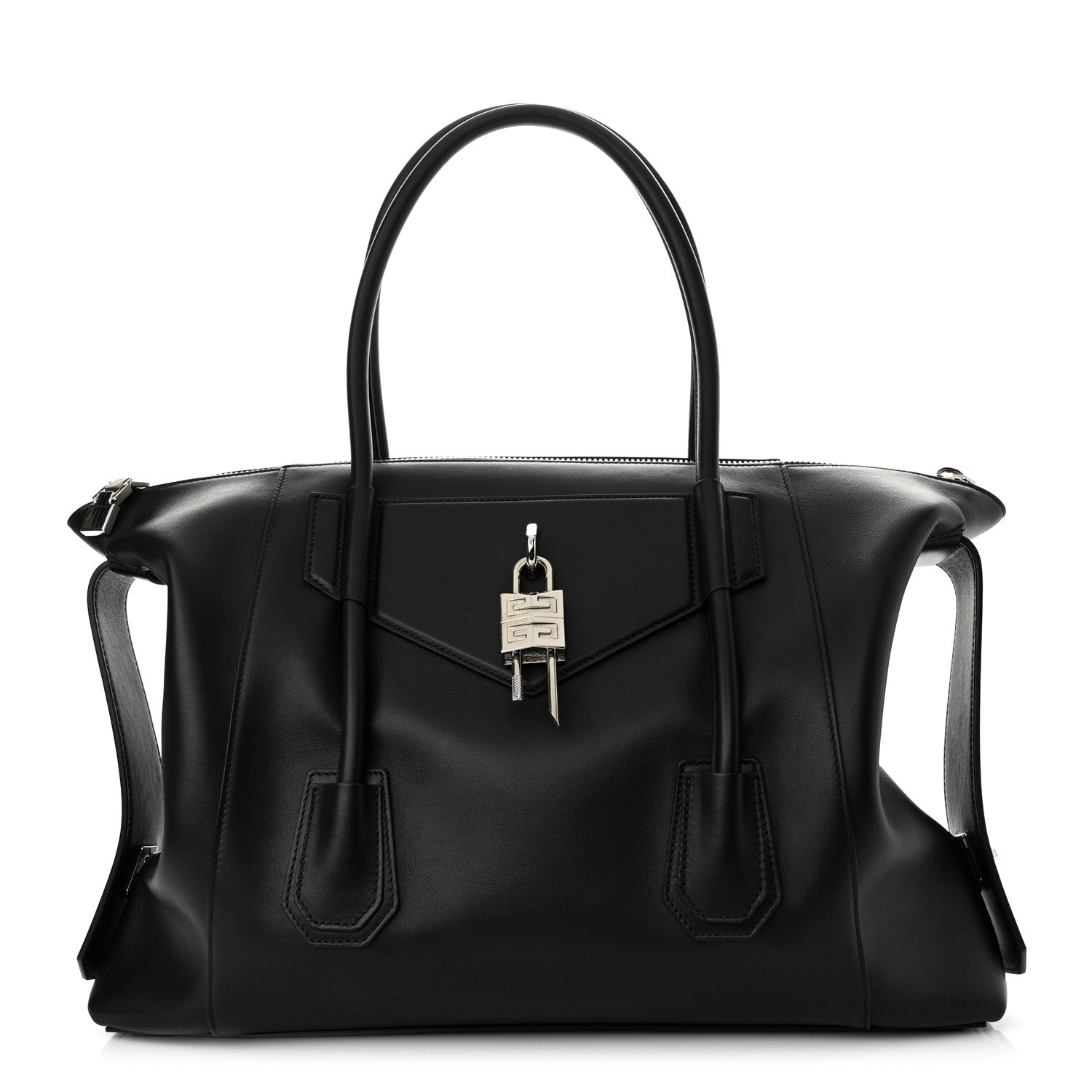 Givenchy Smooth Calfskin Medium Antigona Lock Duffle Bag Black 1 of 10
