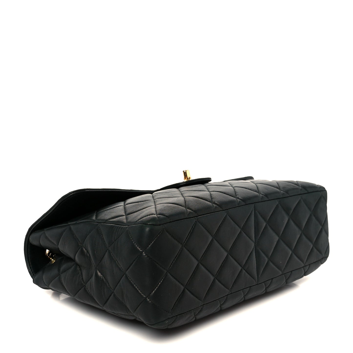 Lambskin Quilted Jumbo Single Flap Black