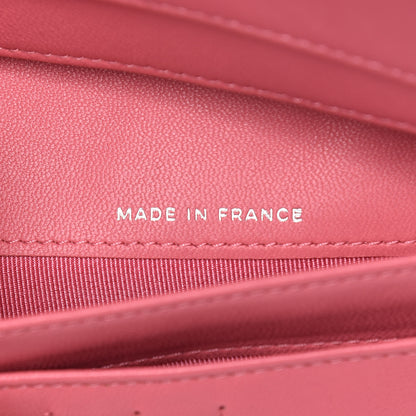 Chanel Lambskin Quilted Yen Wallet Dark Pink 7 of 10