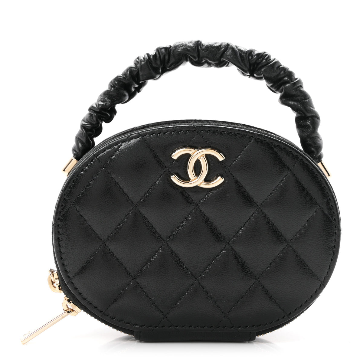 Chanel Lambskin Quilted Ruched Top Handle Vanity Case Black 1 of 7