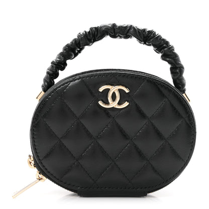 Chanel Lambskin Quilted Ruched Top Handle Vanity Case Black 1 of 7
