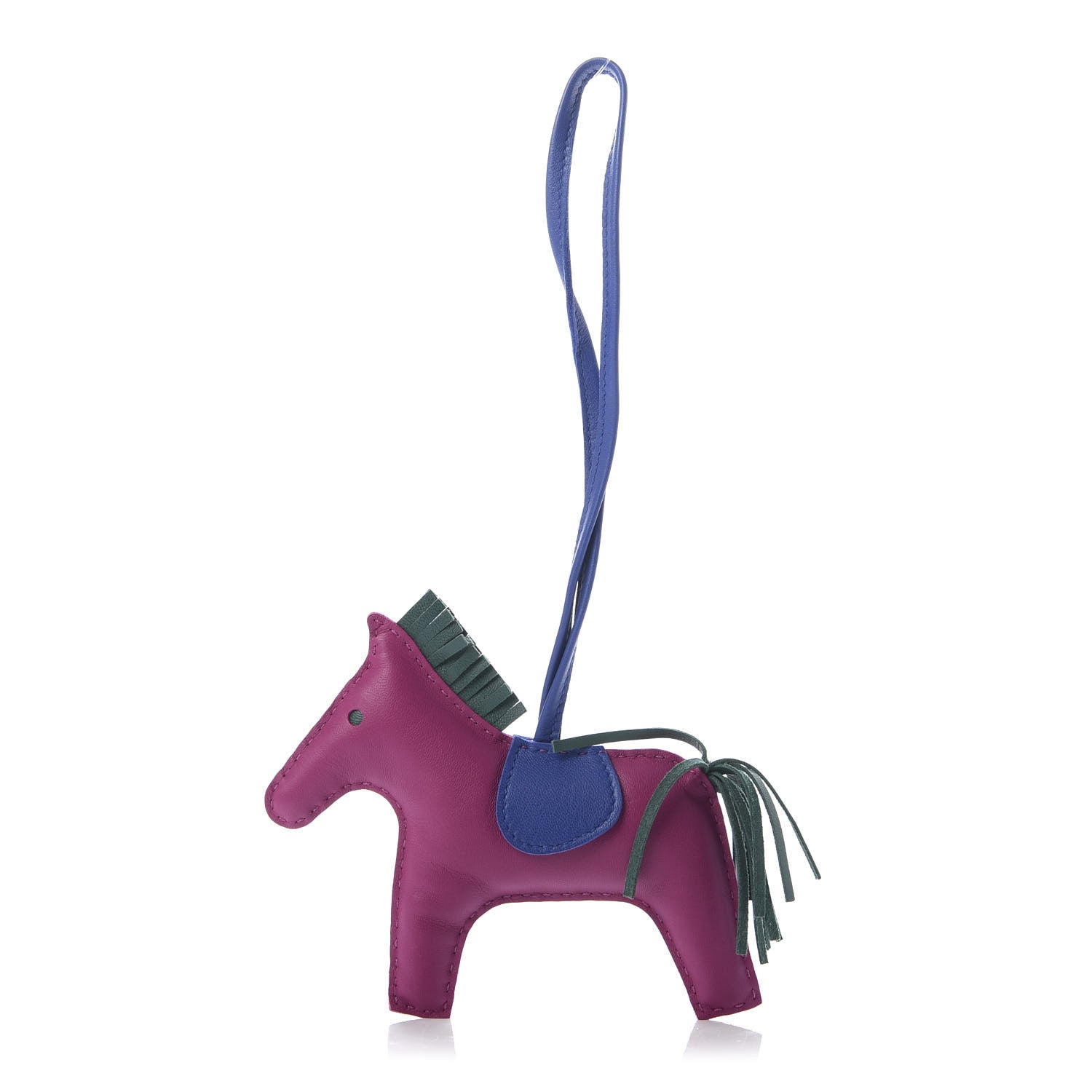 Hermes Milo Lambskin Grigri Rodeo Horse Bag Charm MM Rose Pourpre Malachite Bleu Electrique 1 of 3