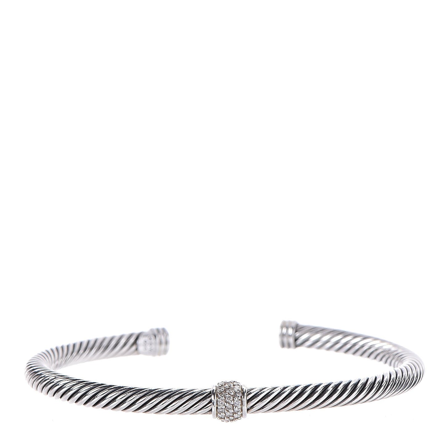 Sterling Silver Diamond 4mm Cable Classics Single Station Bracelet M