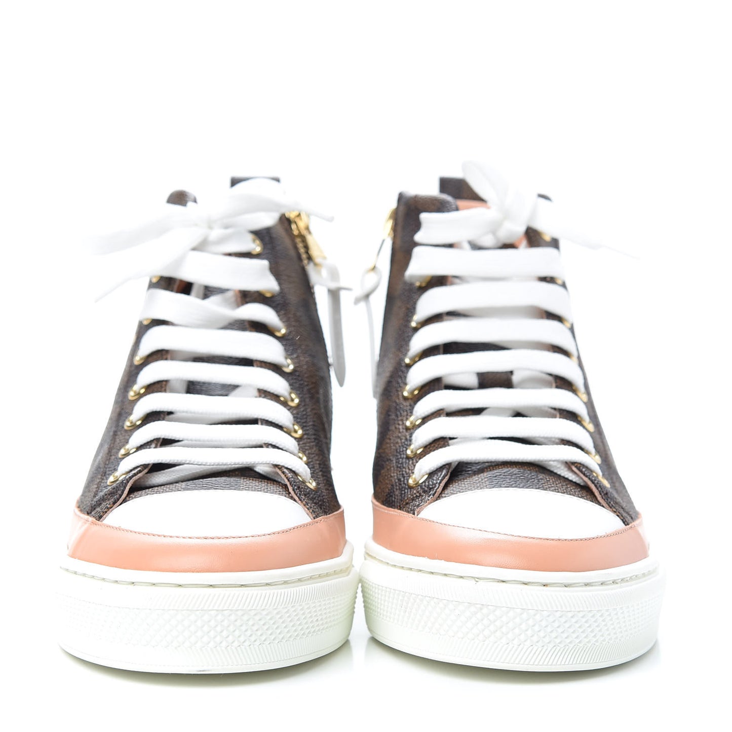 Damier Ebene Stellar High Top Sneakers 38 Venus Pink