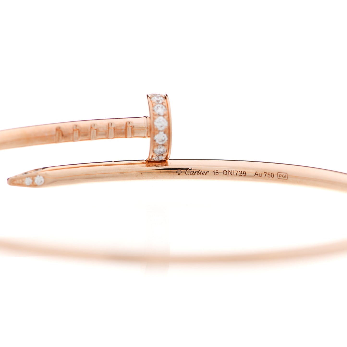 18K Pink Gold Diamond Small Juste Un Clou Bracelet 15