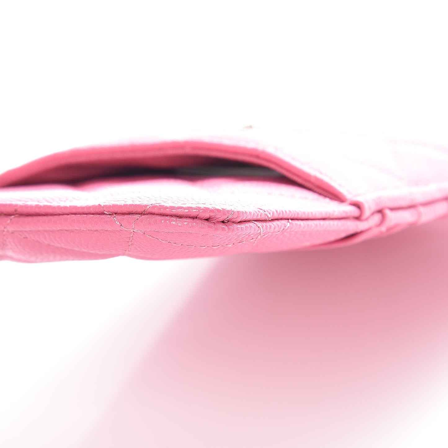 Caviar Quilted Classic Flat Wallet Pouch Pink