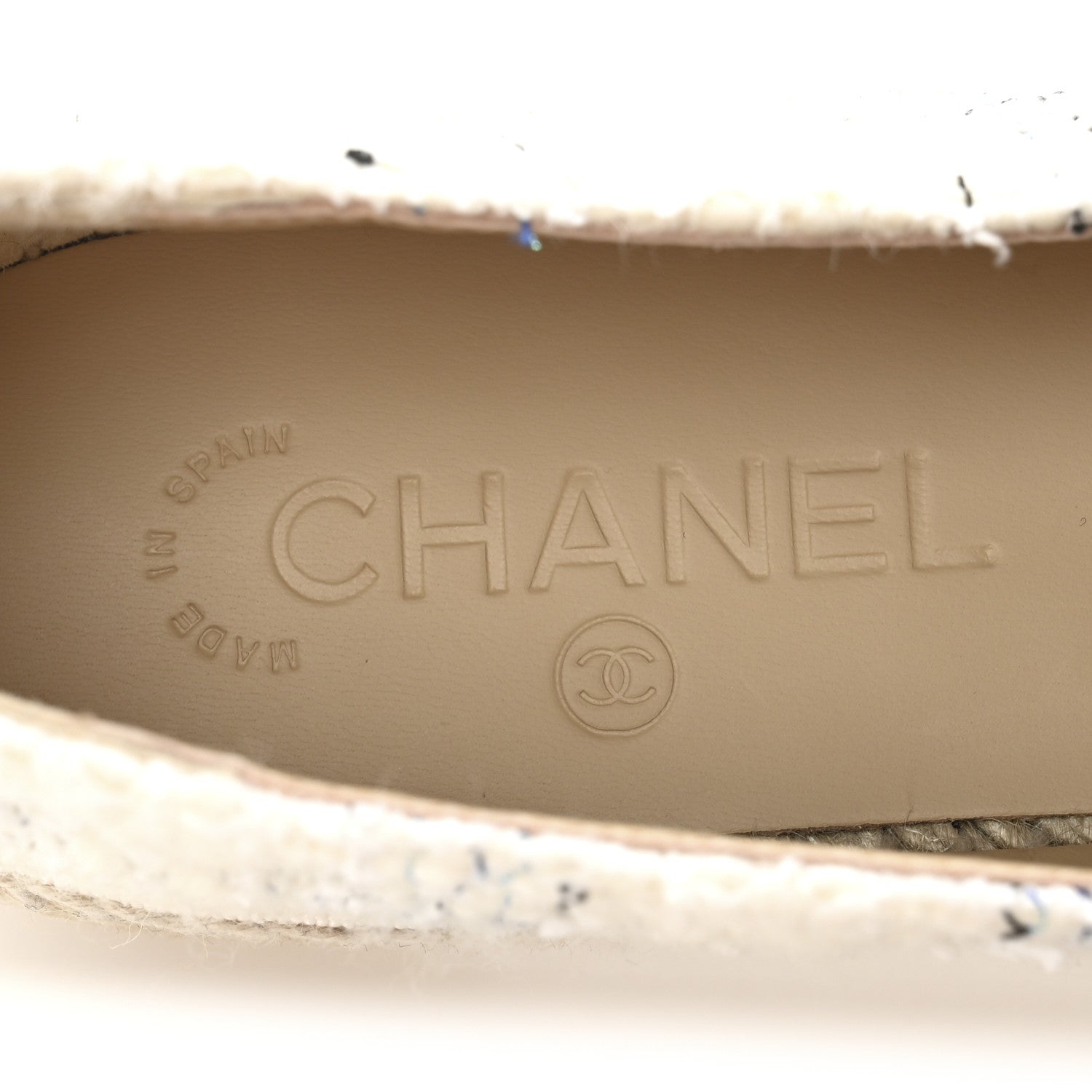 Chanel Tweed CC Espadrilles 39 Ecru White Blue Black 8 of 10
