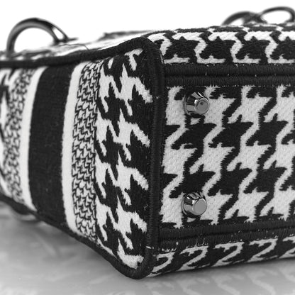 Christian Dior Canvas Houndstooth Embroidered Mini Lady D-Lite Black White 7 of 8