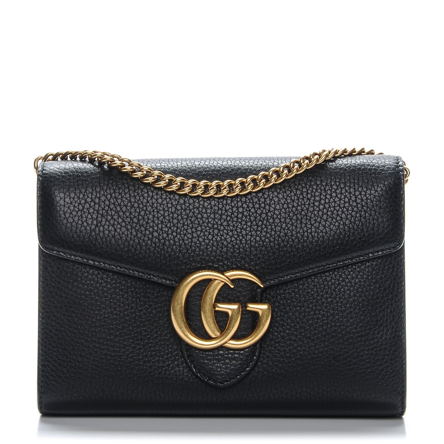 Gucci Calfskin GG Marmont Chain Wallet Black 1 of 7
