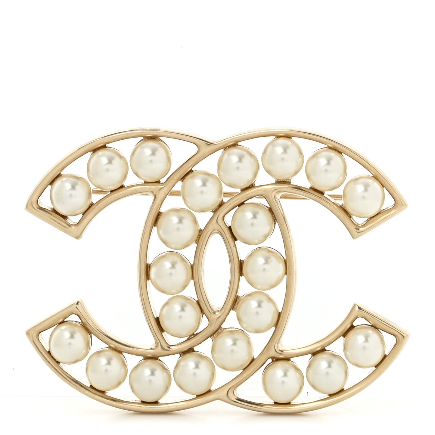 Pearl CC Brooch Light Gold