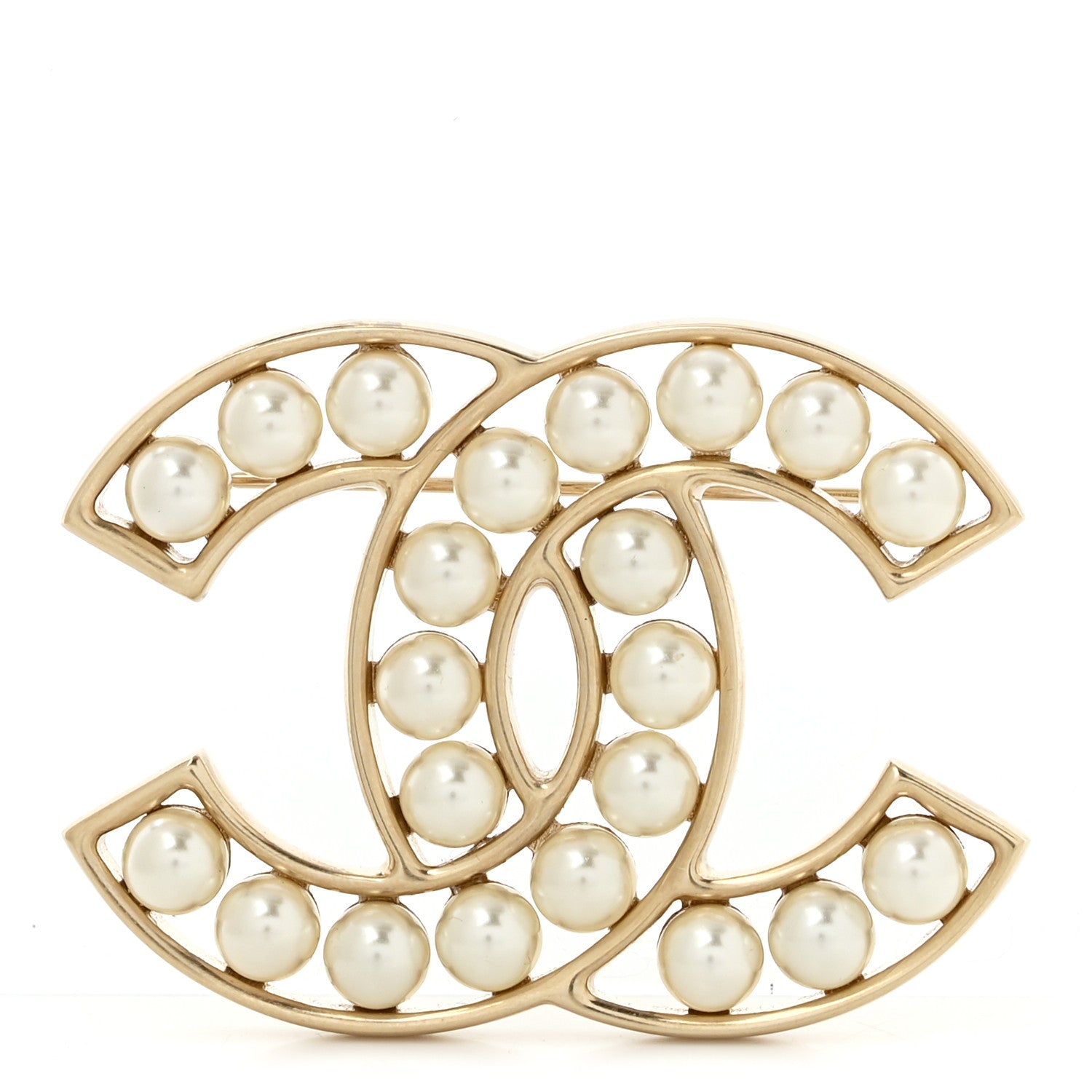 Chanel Pearl CC Brooch Light Gold 1 of 3