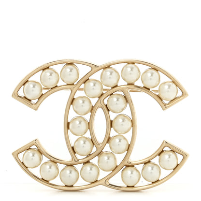 Chanel Pearl CC Brooch Light Gold 1 of 3