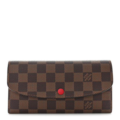 Louis Vuitton Damier Ebene Emilie Wallet Red 1 of 13