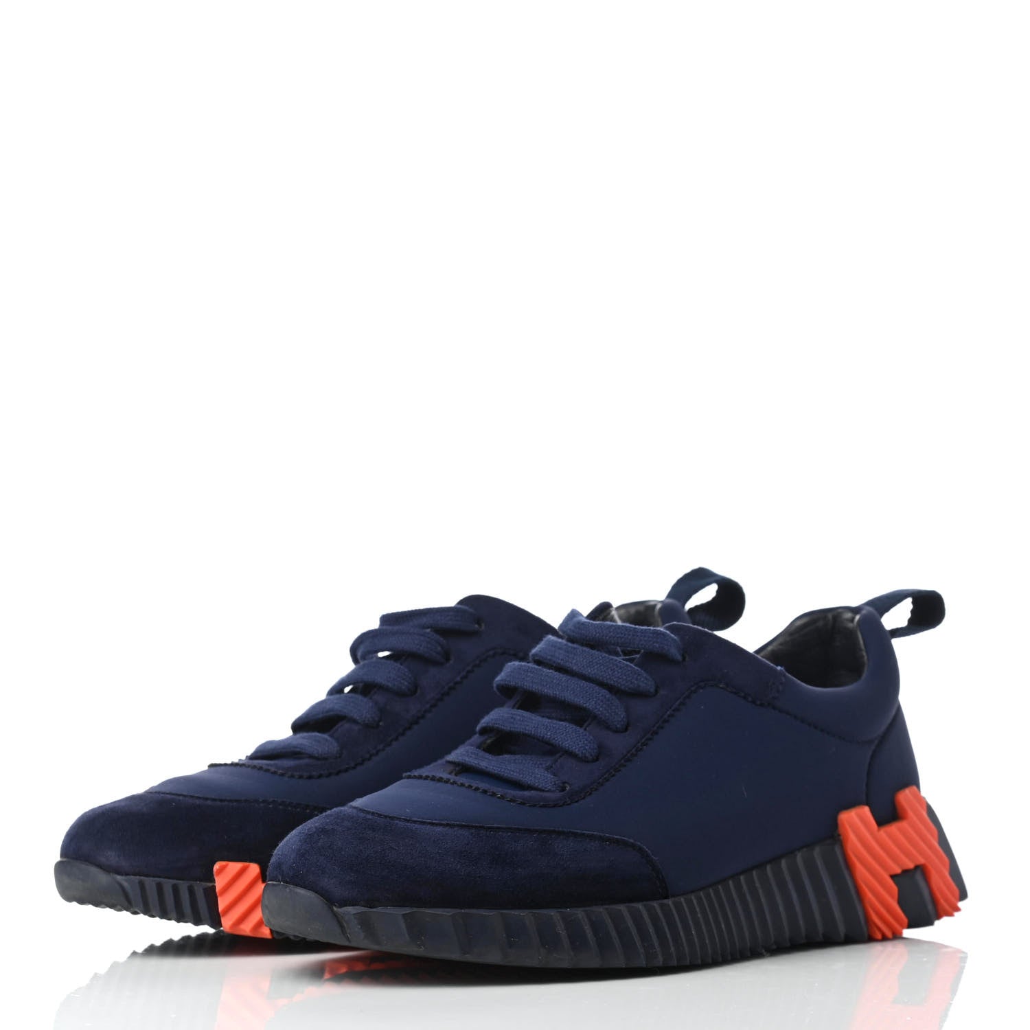 Hermes Technical Jersey Suede Goatskin Bouncing Sneakers 36 Marine 3 of 9