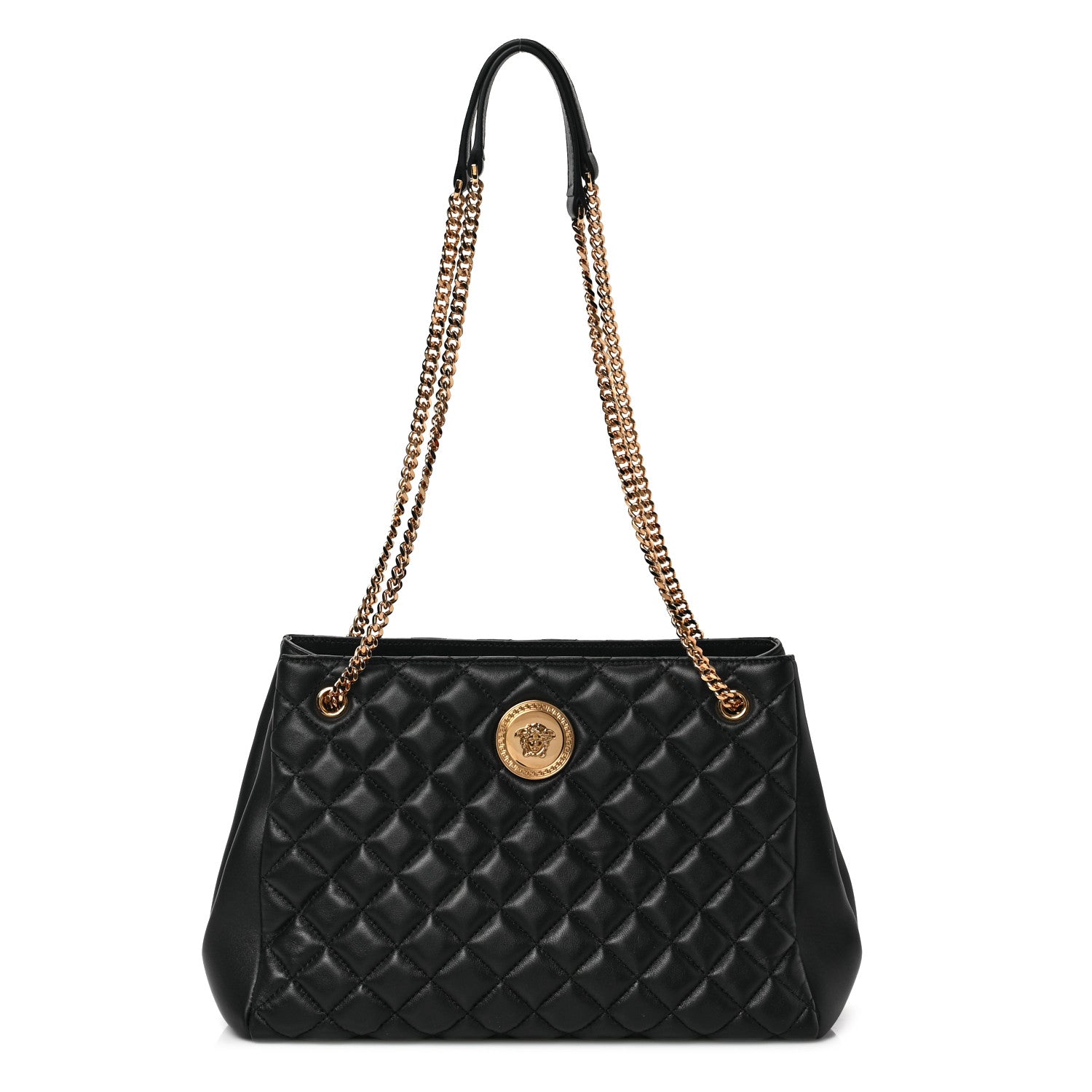 Versace Nappa Quilted Medusa Chain Shoulder Bag Black 1 of 8