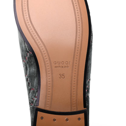Gucci Velvet Malaga Kid GG Monogram Horsebit Womens Jordaan Loafers 35 Avio Dusty Pink Black 7 of 9
