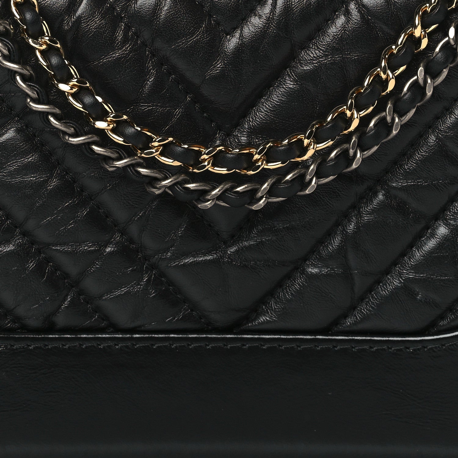 Chanel Aged Calfskin Chevron Quilted Small Gabrielle Hobo Black 8 of 10