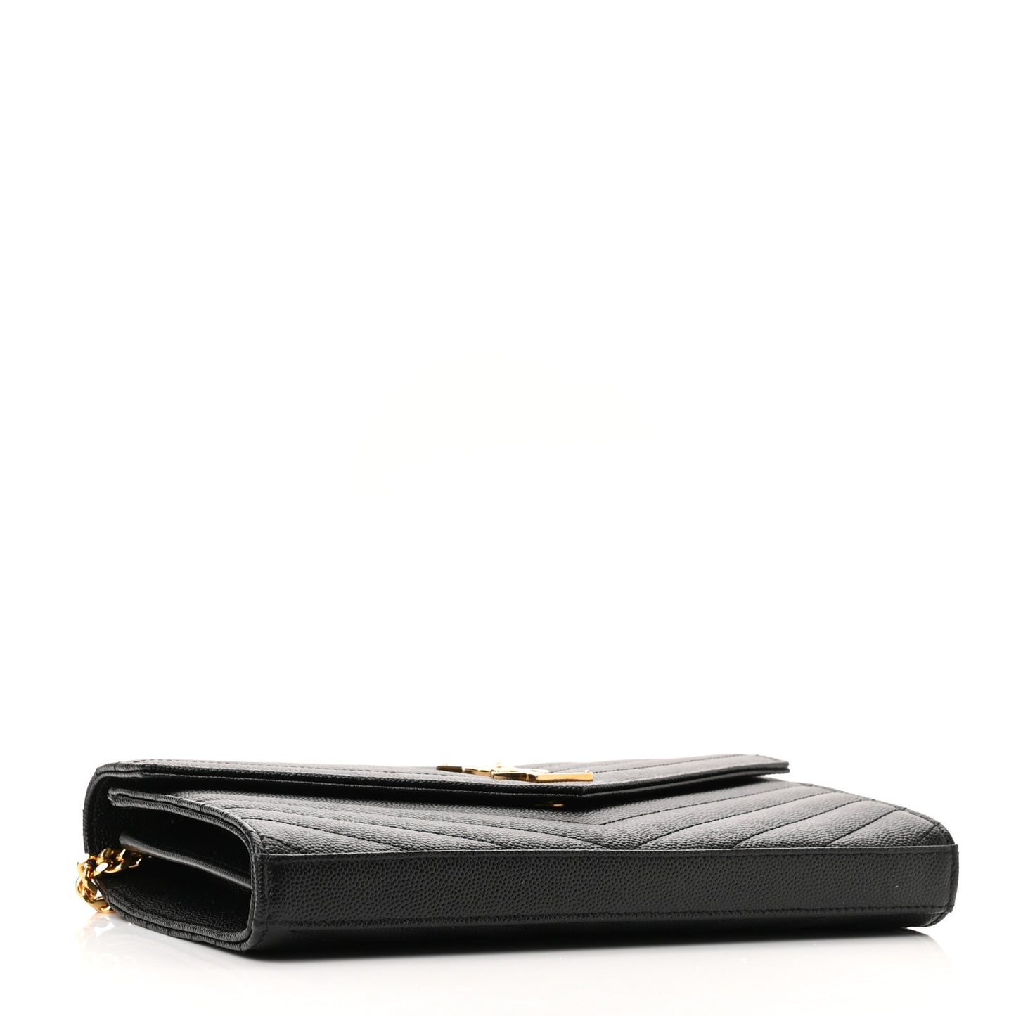 Grain De Poudre Matelasse Chevron Monogram Chain Wallet Black