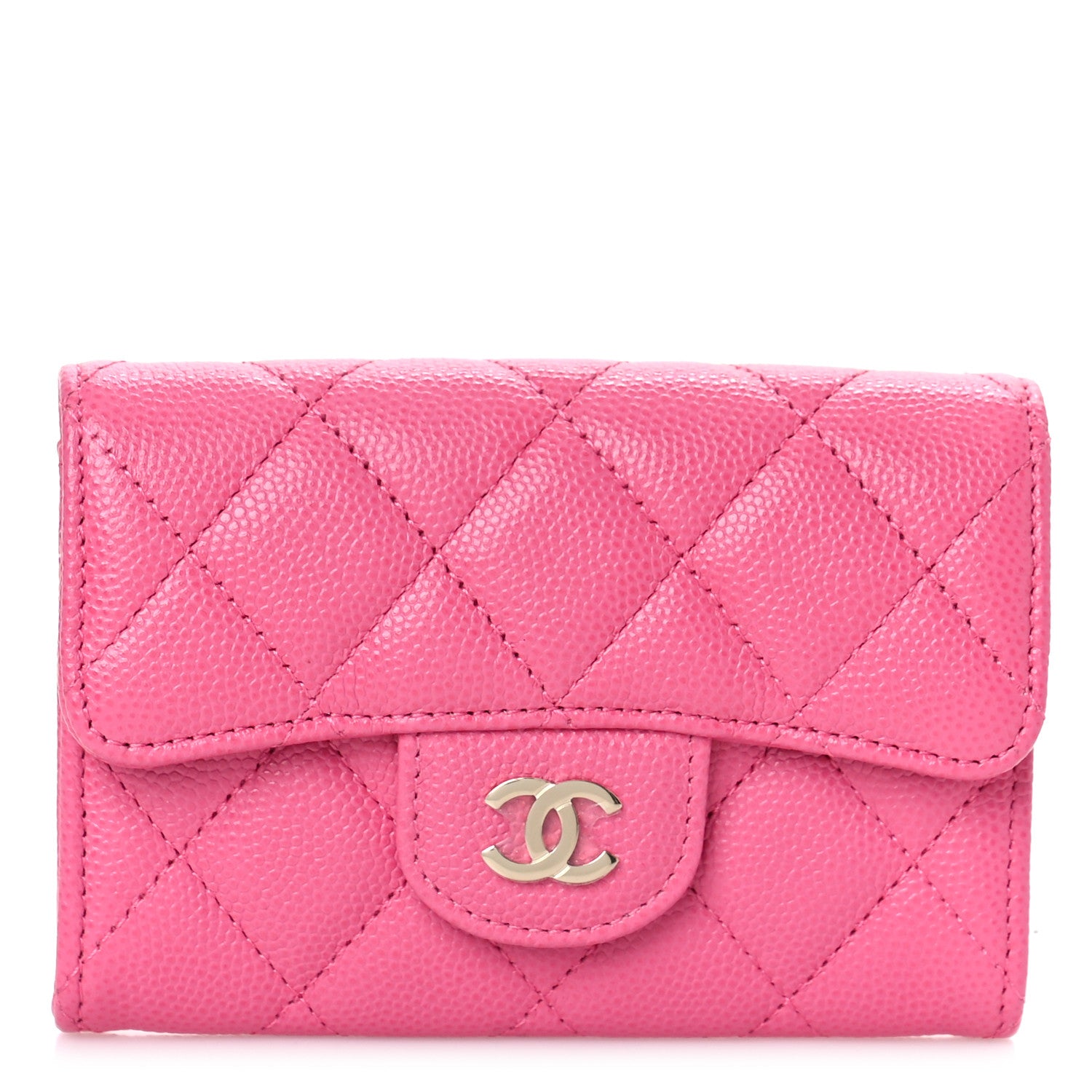 Chanel Caviar Quilted Flap Card Holder Wallet Pink 1 of 10