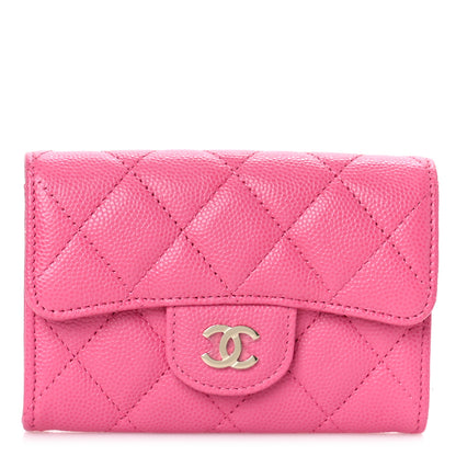 Chanel Caviar Quilted Flap Card Holder Wallet Pink 1 of 10