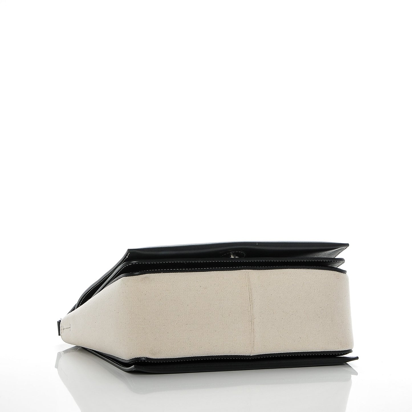 Shiny Smooth Calfskin Cotton Medium Frame Shoulder Bag Black White