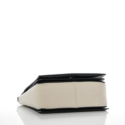 Celine Shiny Smooth Calfskin Cotton Medium Frame Shoulder Bag Black White 4 of 7
