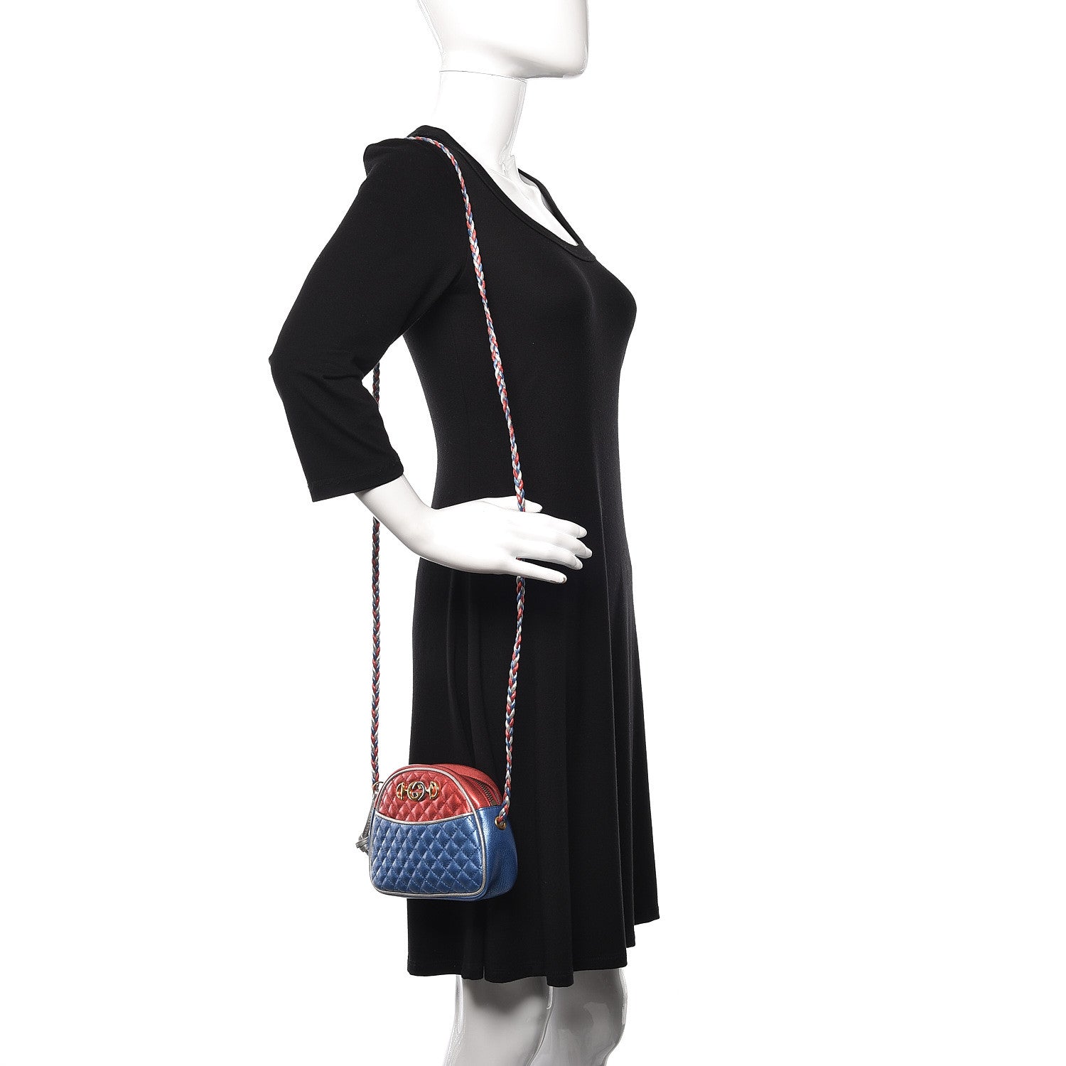 Gucci Laminated Nappa Trapuntata Mini Zumi Dome Shoulder Bag Rosso Marine Argento 2 of 10
