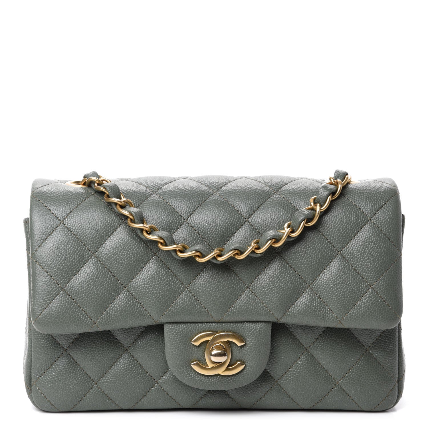 Chanel Iridescent Caviar Quilted Mini Rectangular Flap Green 1 of 11