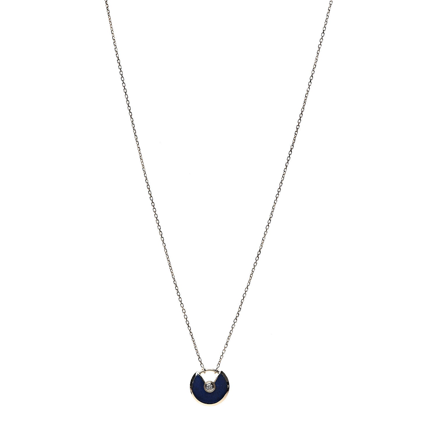 18K Yellow Gold Diamond Lapis Lazuli XS Amulette de Pendant Necklace