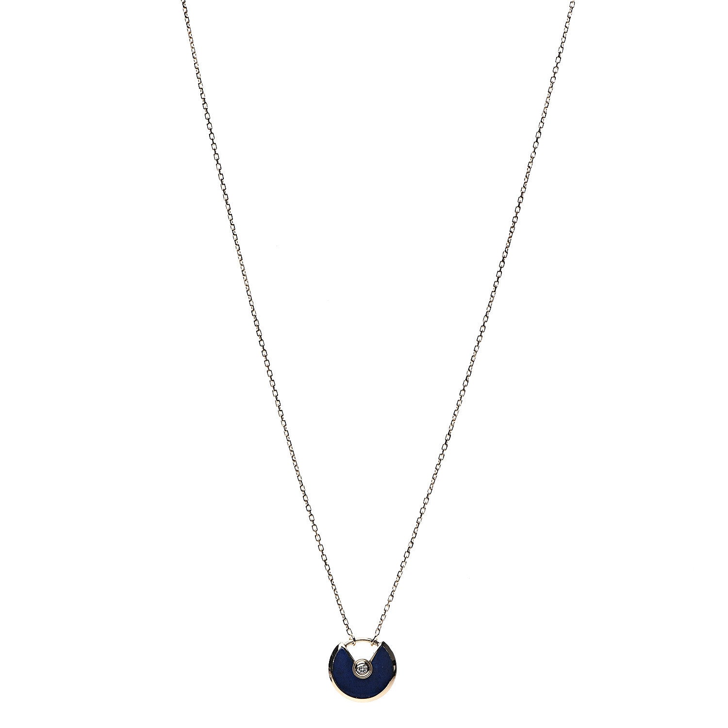 Cartier 18K Yellow Gold Diamond Lapis Lazuli XS Amulette de Pendant Necklace 1 of 5