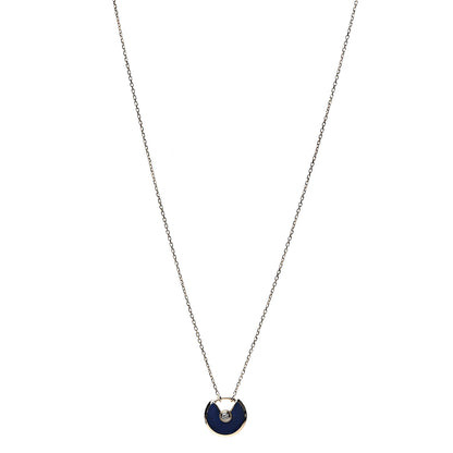 Cartier 18K Yellow Gold Diamond Lapis Lazuli XS Amulette de Pendant Necklace 1 of 5