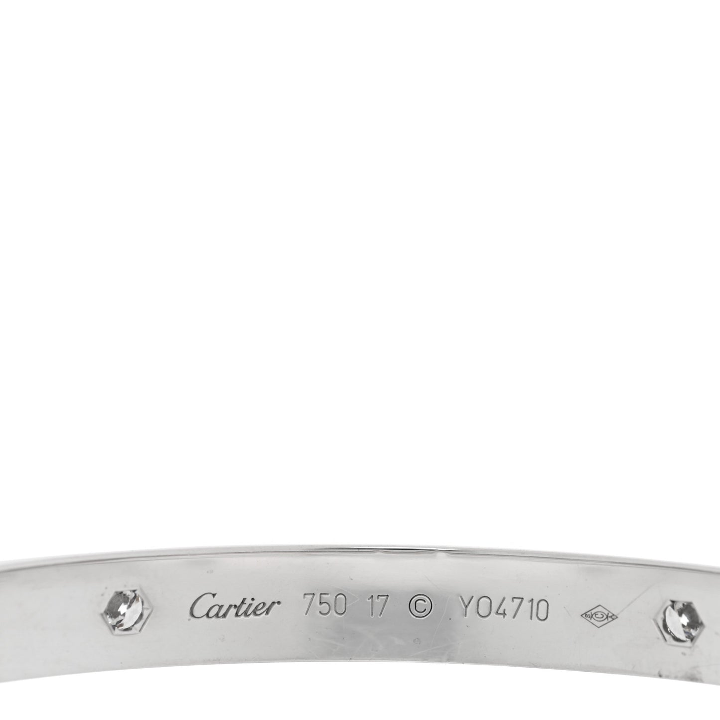18K White Gold 4 Diamond Love Bracelet 17